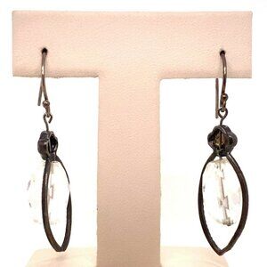 VTG Estate Sterling Silver & Cut Crystal Celtic Knot Dangle Pierced Earrings 133